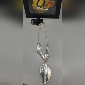 Chico's Shimmering Silver Leaf Necklace